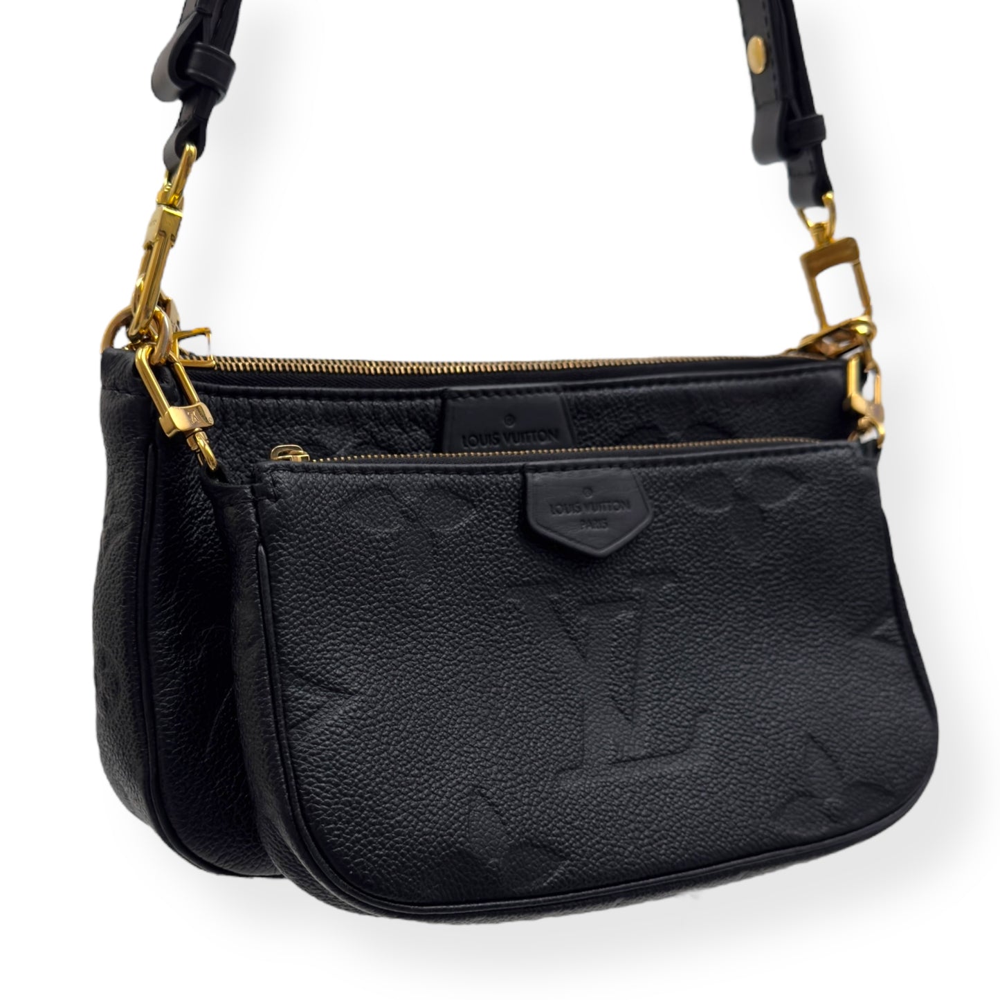 LOUIS VUITTON MULTI POUCHETTE ACCESSORIES MONOGRAM EMPREINTE LEATHER BAG BLACK / CREAM S