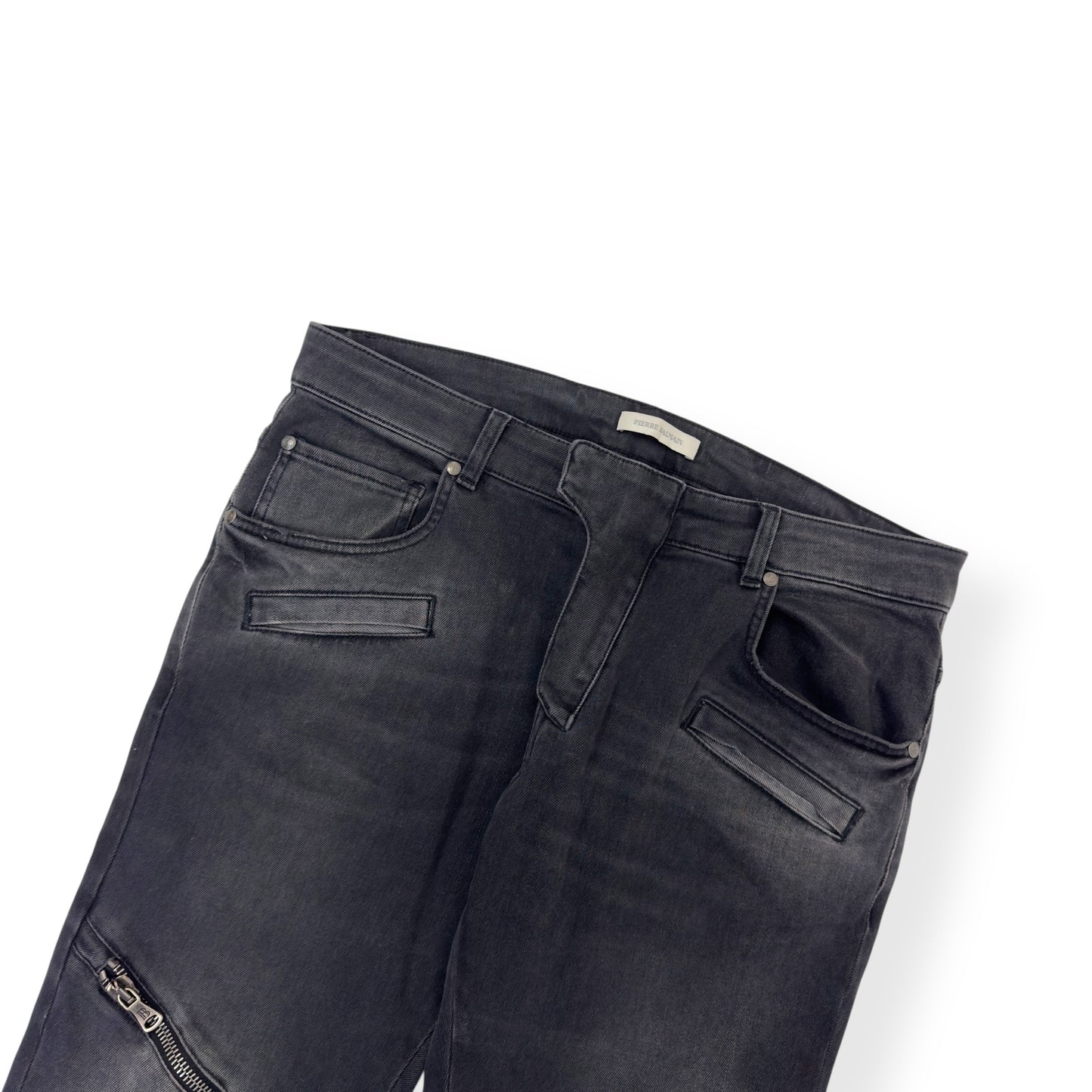 BALMAIN WASHED BIKER JEANS BLACK W34”