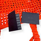 PRADA TRIANGLE-LOGO CROCHET RAFFIA TOTE BAG ORANGE / BLACK