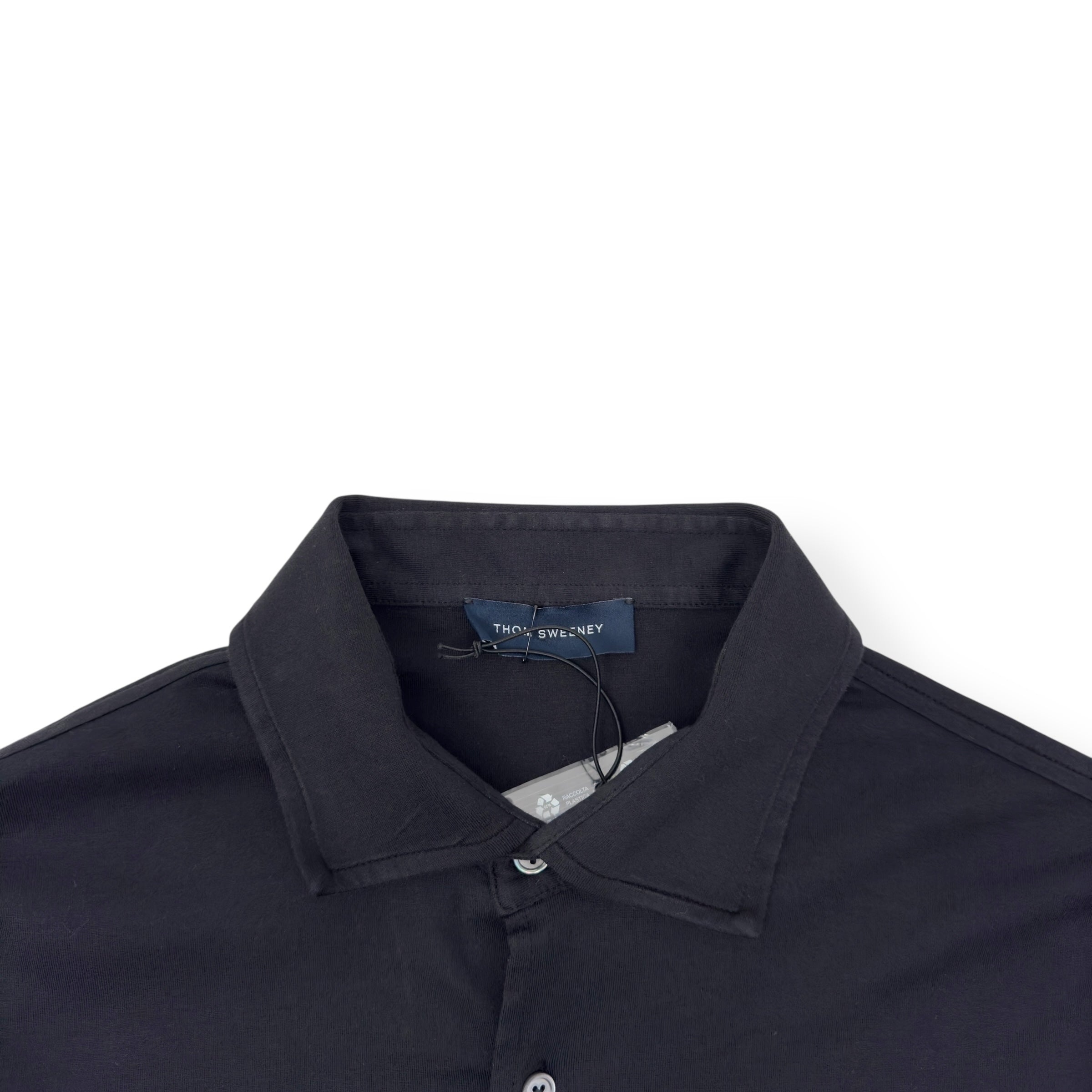 THOM SWEENEY SS25 LONG SLEEVE BUTTON THROUGH SHIRT BLACK L