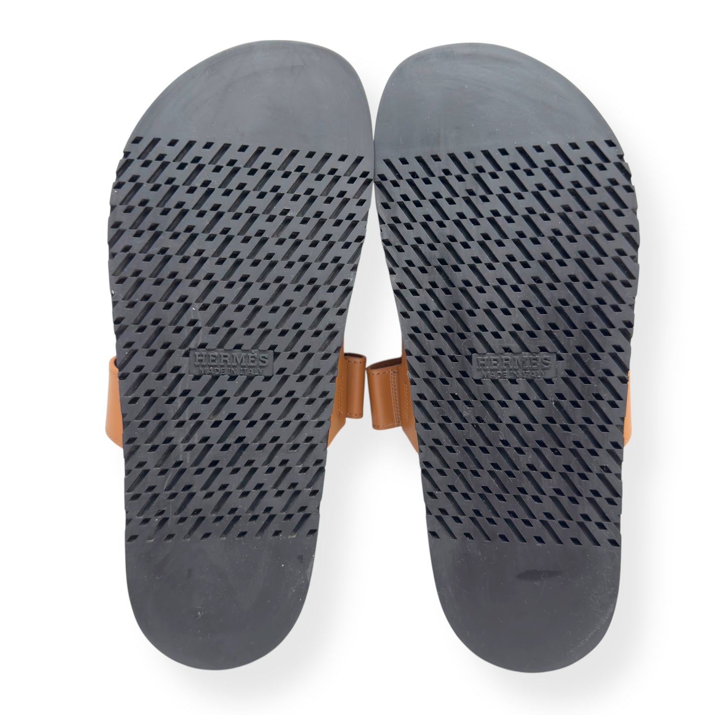 HERMÈS CHYPRE CALFSKIN LEATHER SANDALS NATUREL 42.5 / UK8.5