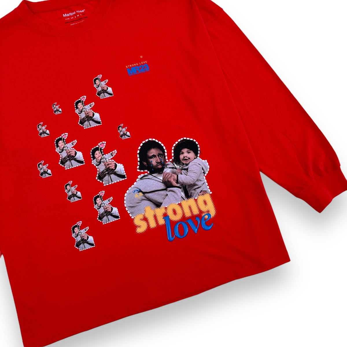 MARTINE ROSE OVERSIZED LONG SLEEVE T-SHIRT RED XL