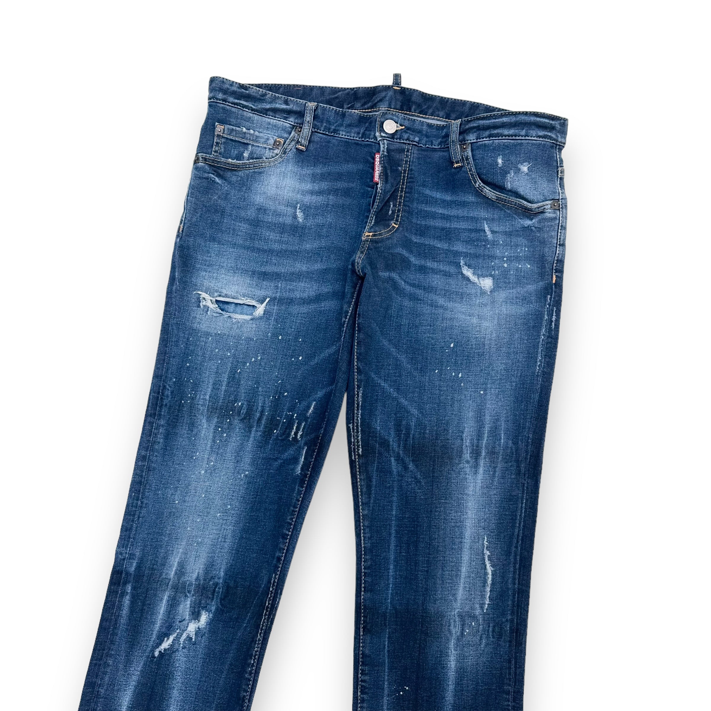 DSQUARED2 DISTRESSED DENIM JEANS NAVY BLUE XL