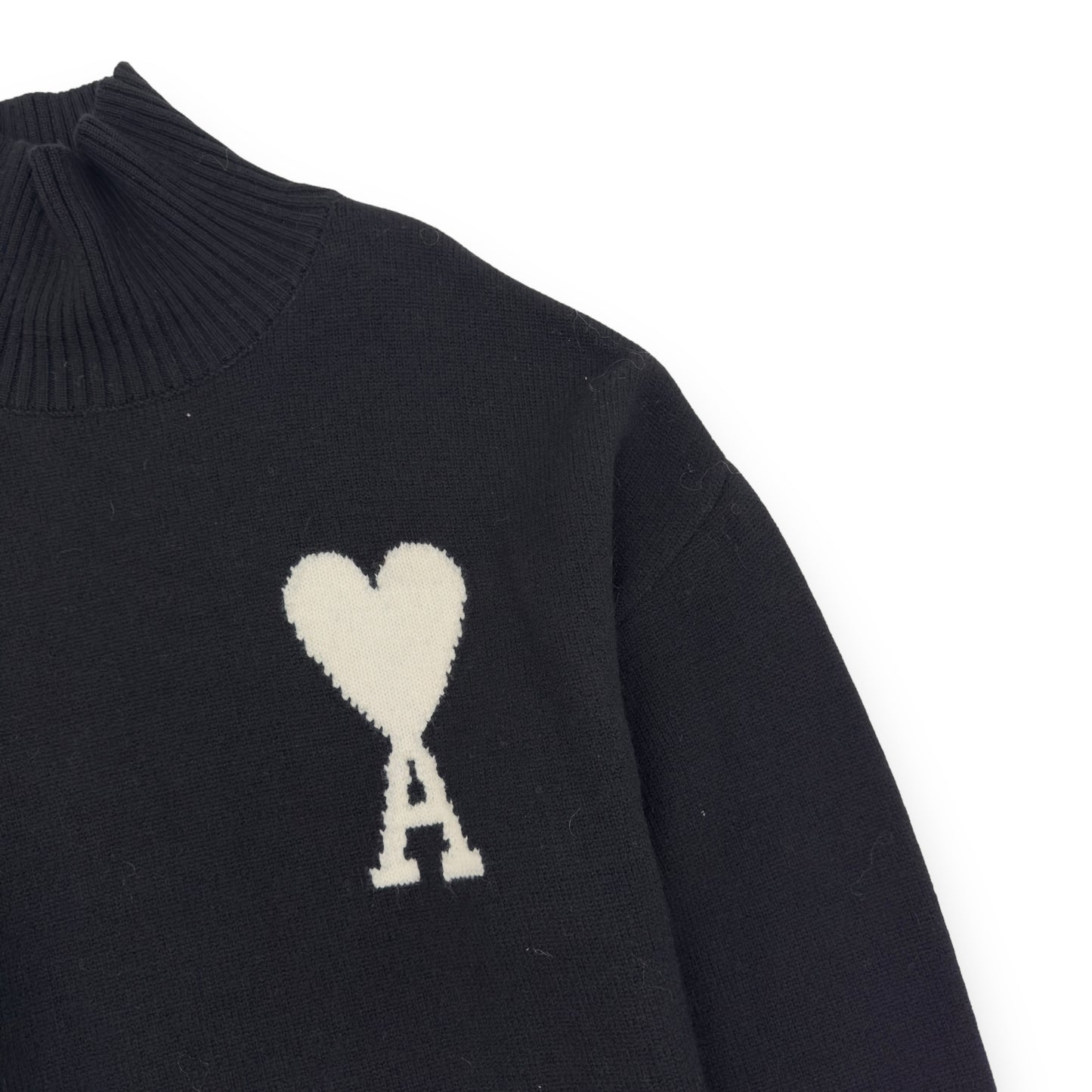 AMI PARIS WOOL LOGO SWEATER BLACK L