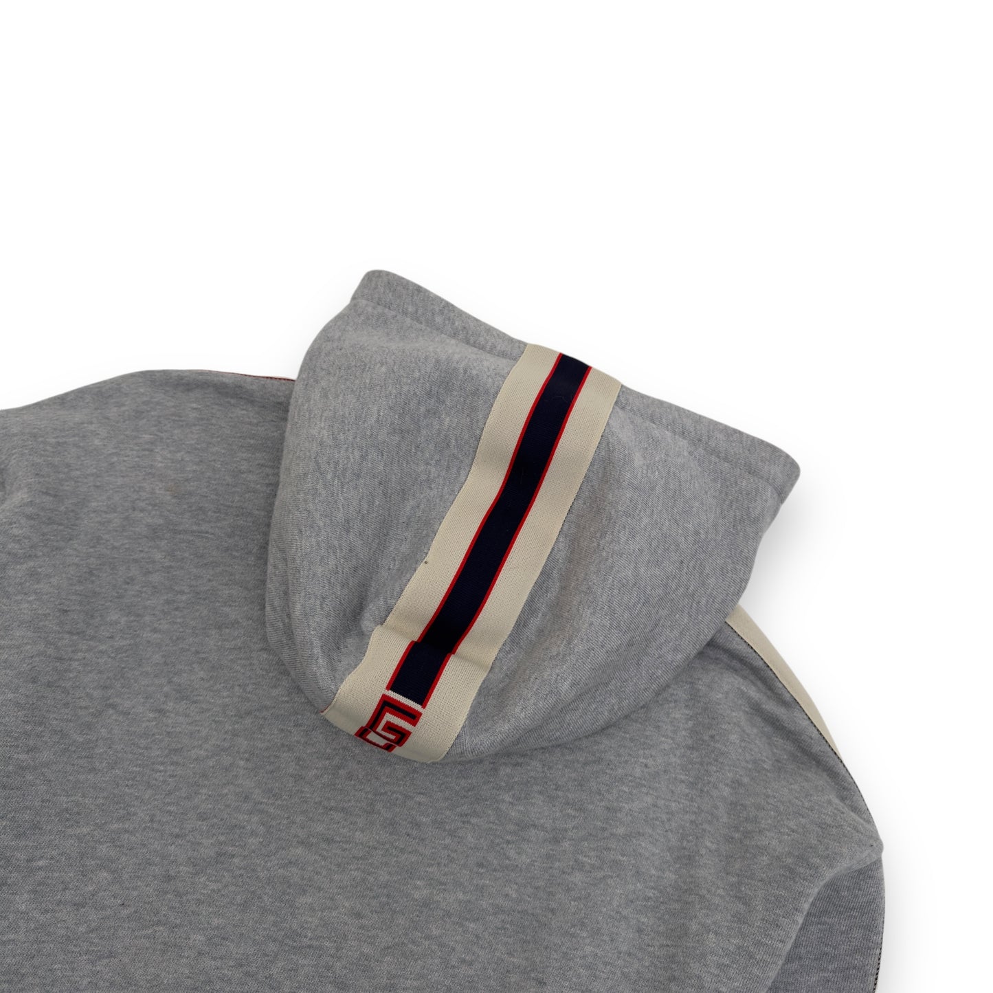 GUCCI LOGO STRIPE ZIP-UP HOODIE GREY XXL