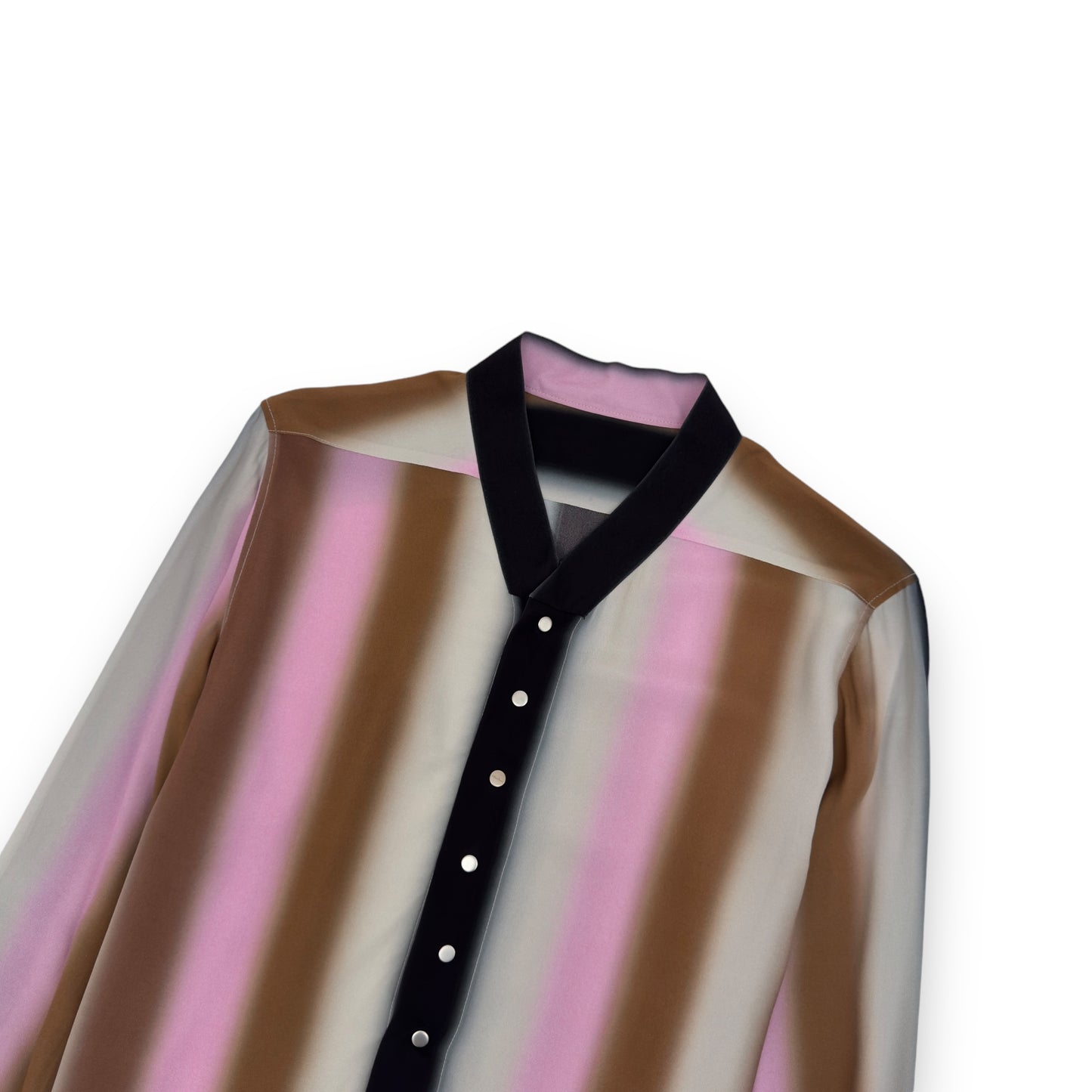 RICK OWENS PHLEGTHON SS21 SHADED STRIPE SHIRT PINK / BROWN XL