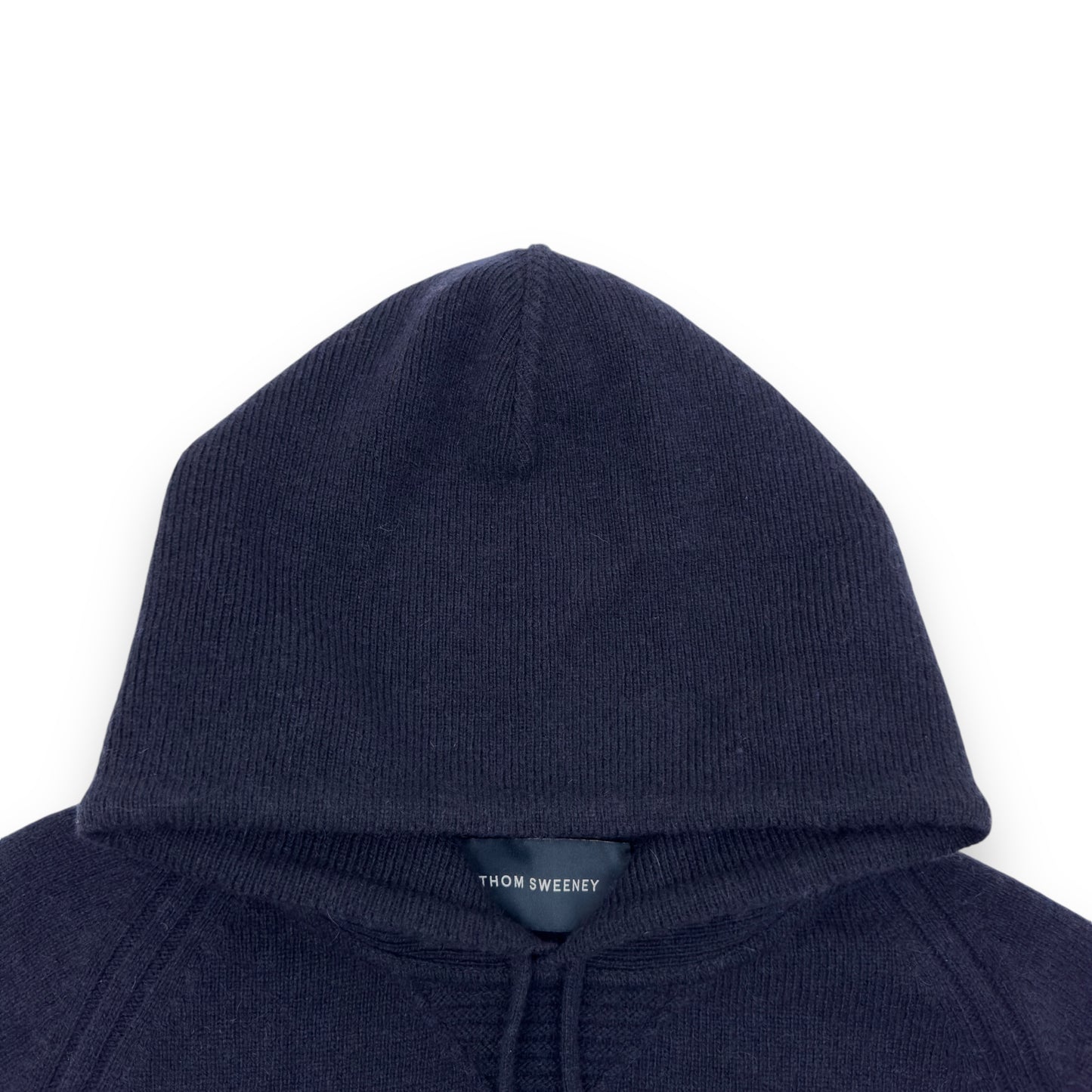 THOM SWEENEY CASHMERE PULLOVER HOODIE NAVY BLUE L