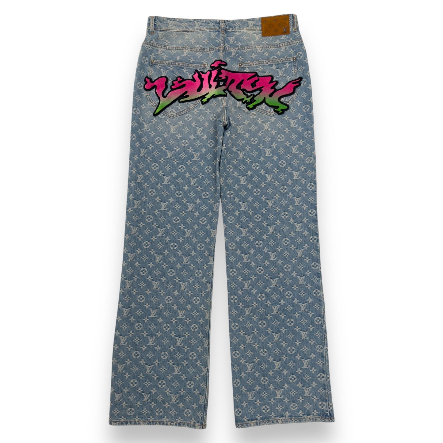 LOUIS VUITTON SS22 GRAFFITI BAGGY DENIM JEANS INDIGO W32" / M