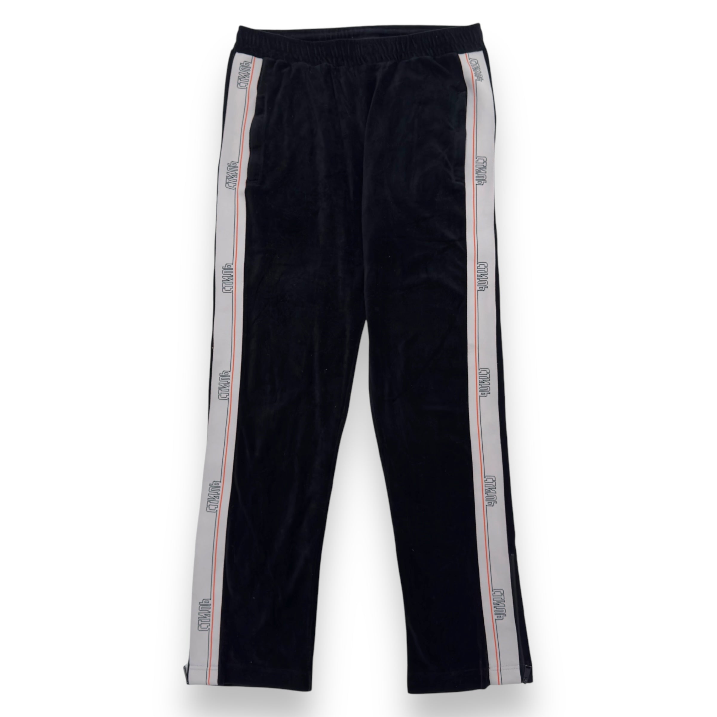 HERON PRESTON VELVET SIDE STRIPE TRACK PANTS BLACK XL
