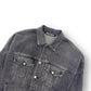 PALM ANGELS LOGO PRINT OVERSIZED DENIM JACKET GREY / WHITE M