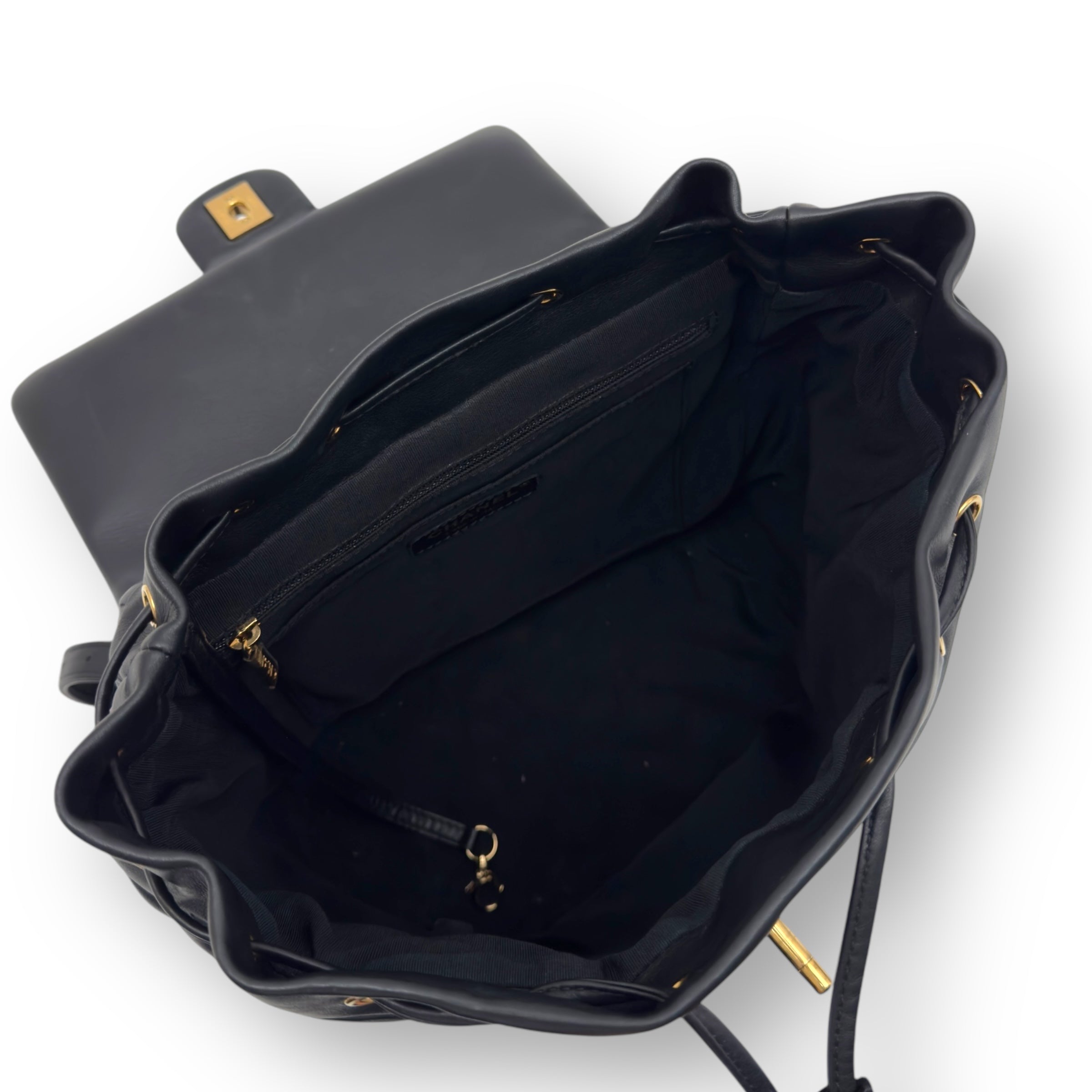 CHANEL URBAN SPIRT QUILTED CALFSKIN BACKPACK BLACK WITH GOLD HARDWARE M