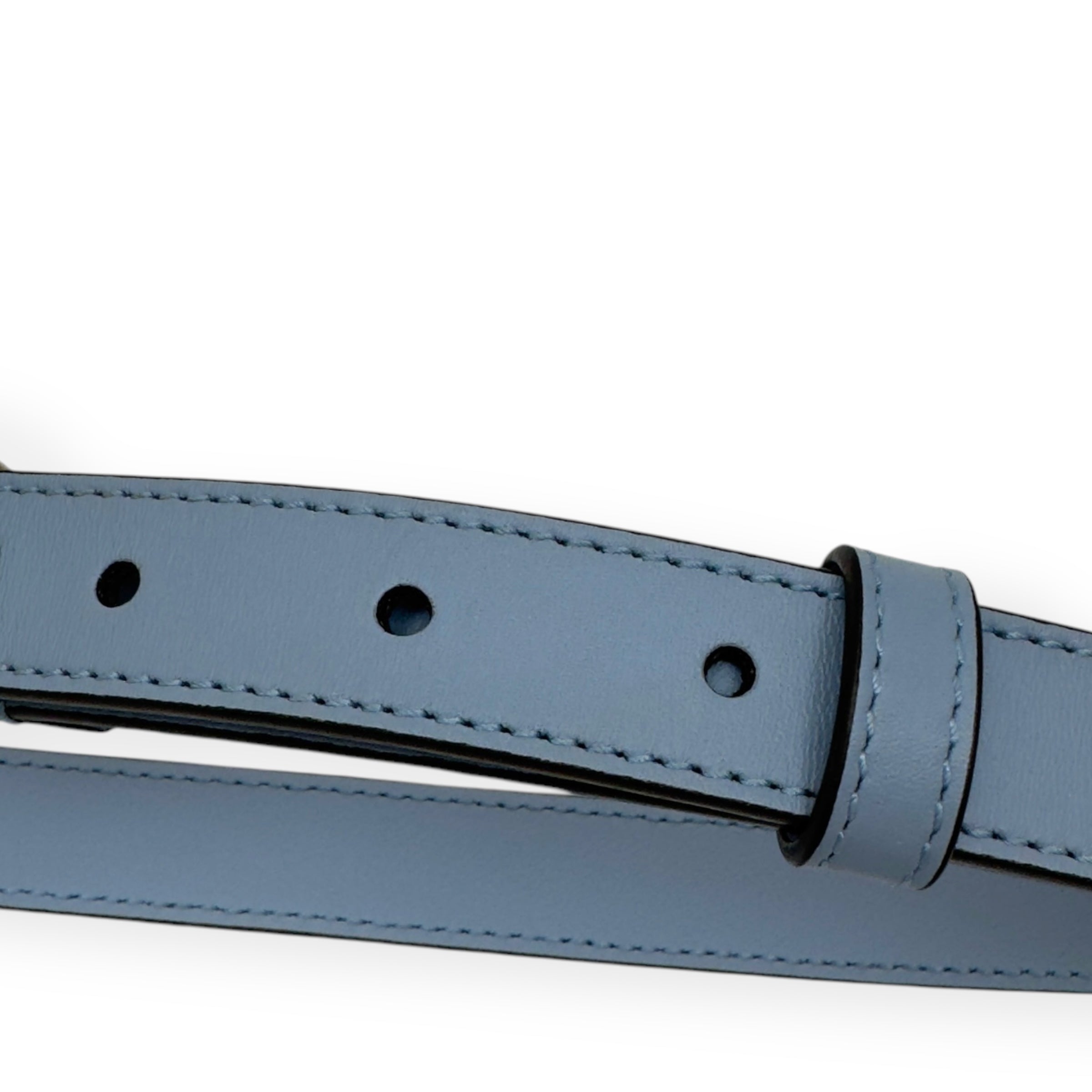 GUCCI GG MARMONT BUCKLE SLIM BELT BLUE / SILVER 70CM