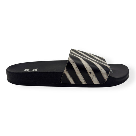 OFF-WHITE SPRAY STRIPES SLIDES BLACK / WHITE UK10