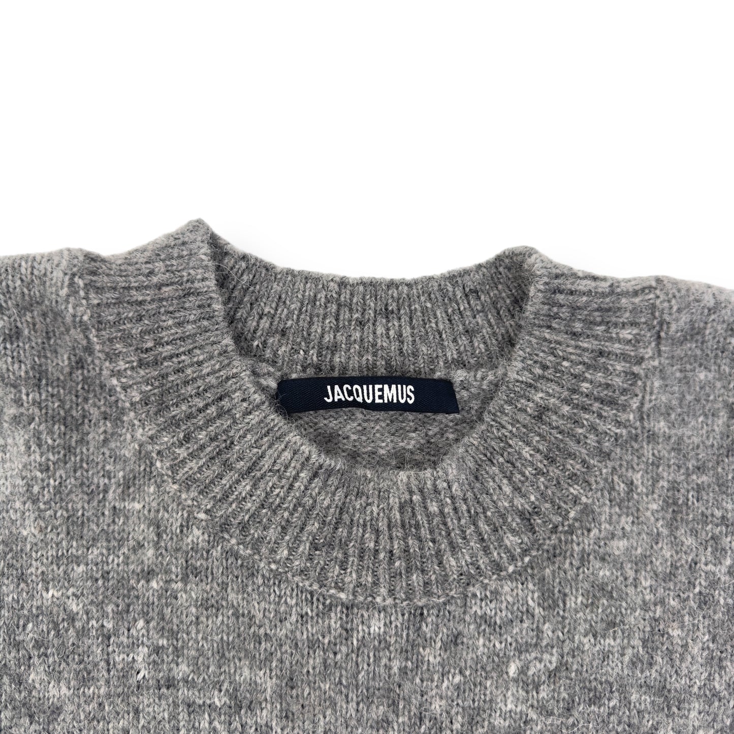 JACQUEMUS LE PULL WOOL-BLEND SWEATER GREY / WHITE L