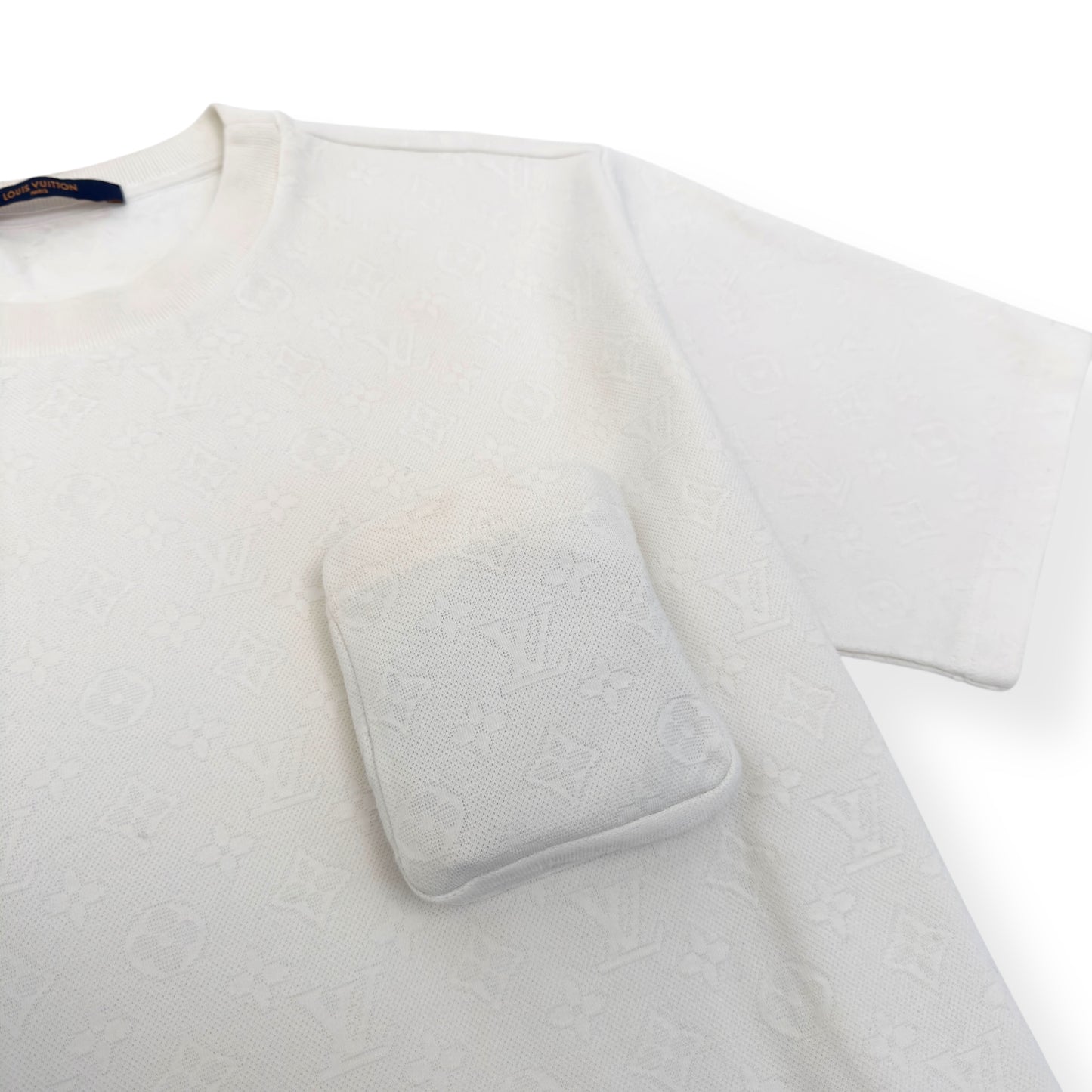 LOUIS VUITTON SIGNATURE 3D POCKET MONOGRAM T-SHIRT WHITE XXL