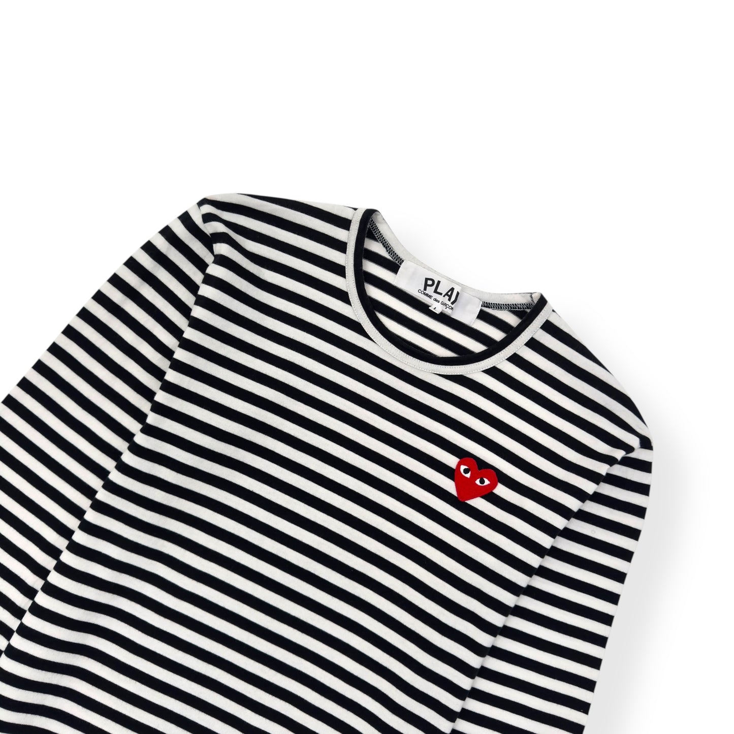CDG PLAY LONG SLEEVE T-SHIRT BLACK / WHITE L