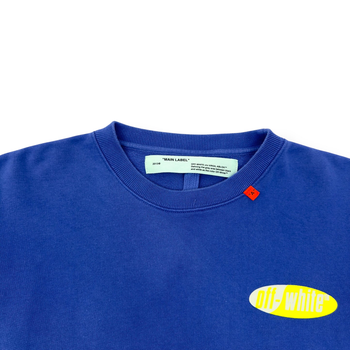 OFF WHITE DIAGONAL SPLIT LOGO SWEATSHIRT BLUE / YELLOW L
