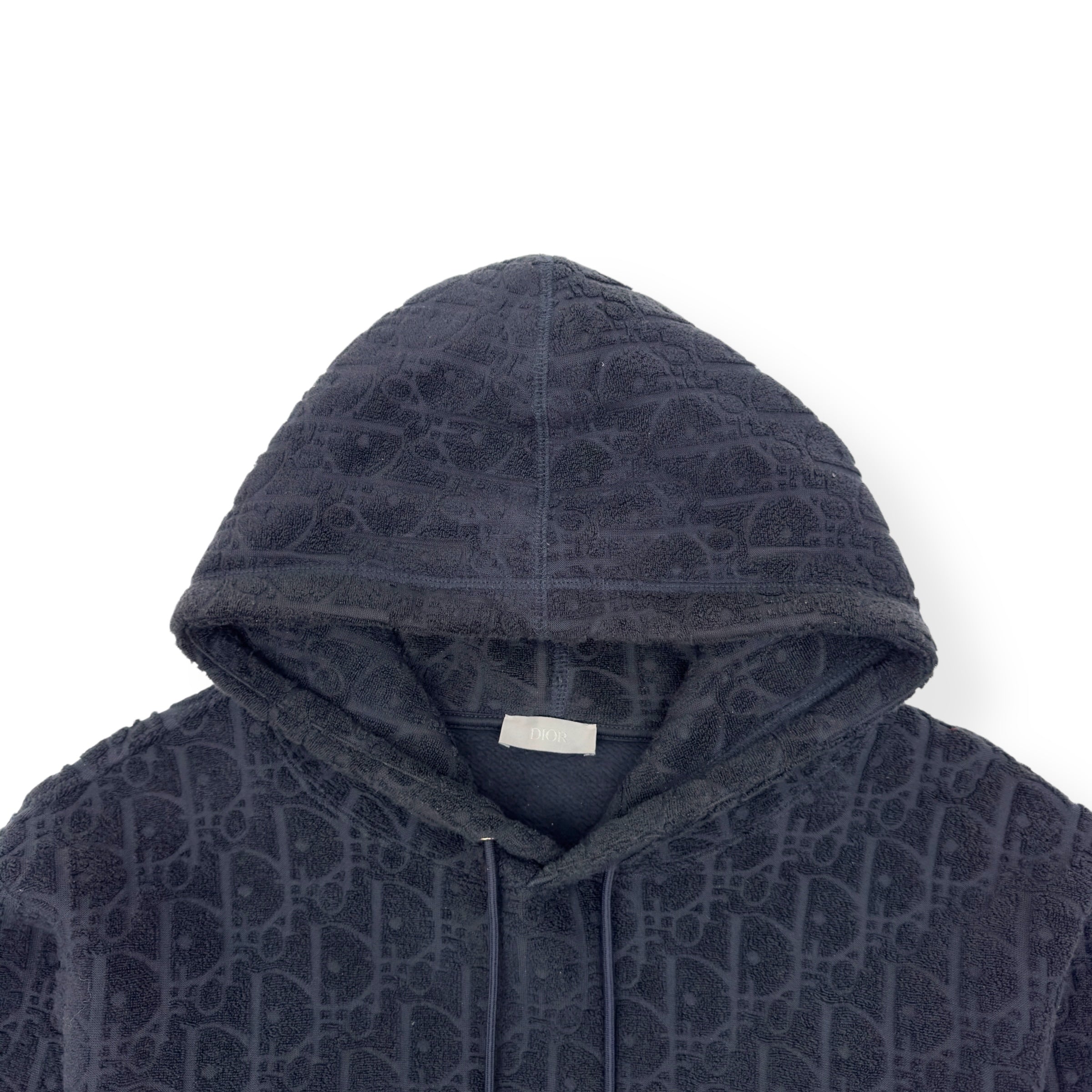 DIOR OBLIQUE RELAXED-FIT HOODIE NAVY L