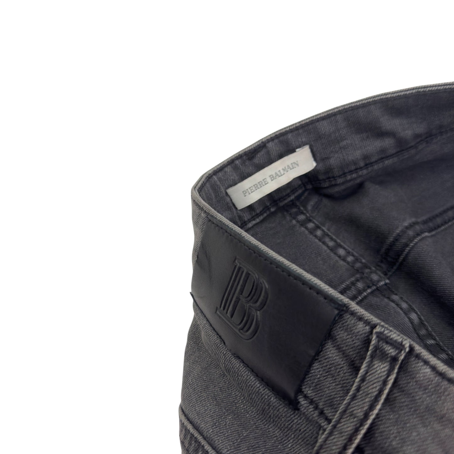 BALMAIN RIBBED DENIM JEANS GREY W30”
