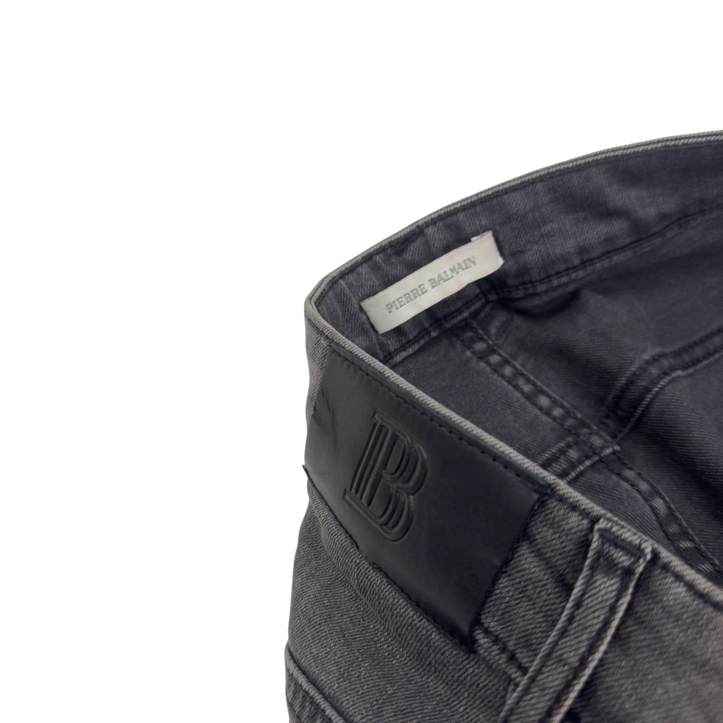 BALMAIN RIBBED DENIM JEANS GREY W30”