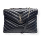 SAINT LAURENT LOULOU QUILTED LEATHER SHOULDER BAG BLACK / SILVER M