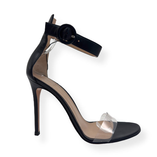 GIANVITO ROSSI LEATHER / PVC STELLA ANKLE STRAP SANDALS 38 / UK5