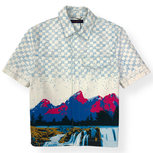 LOUIS VUITTON LANDSCAPE SHORT-SLEEVED DENIM SHIRT MULTICOLOURED M