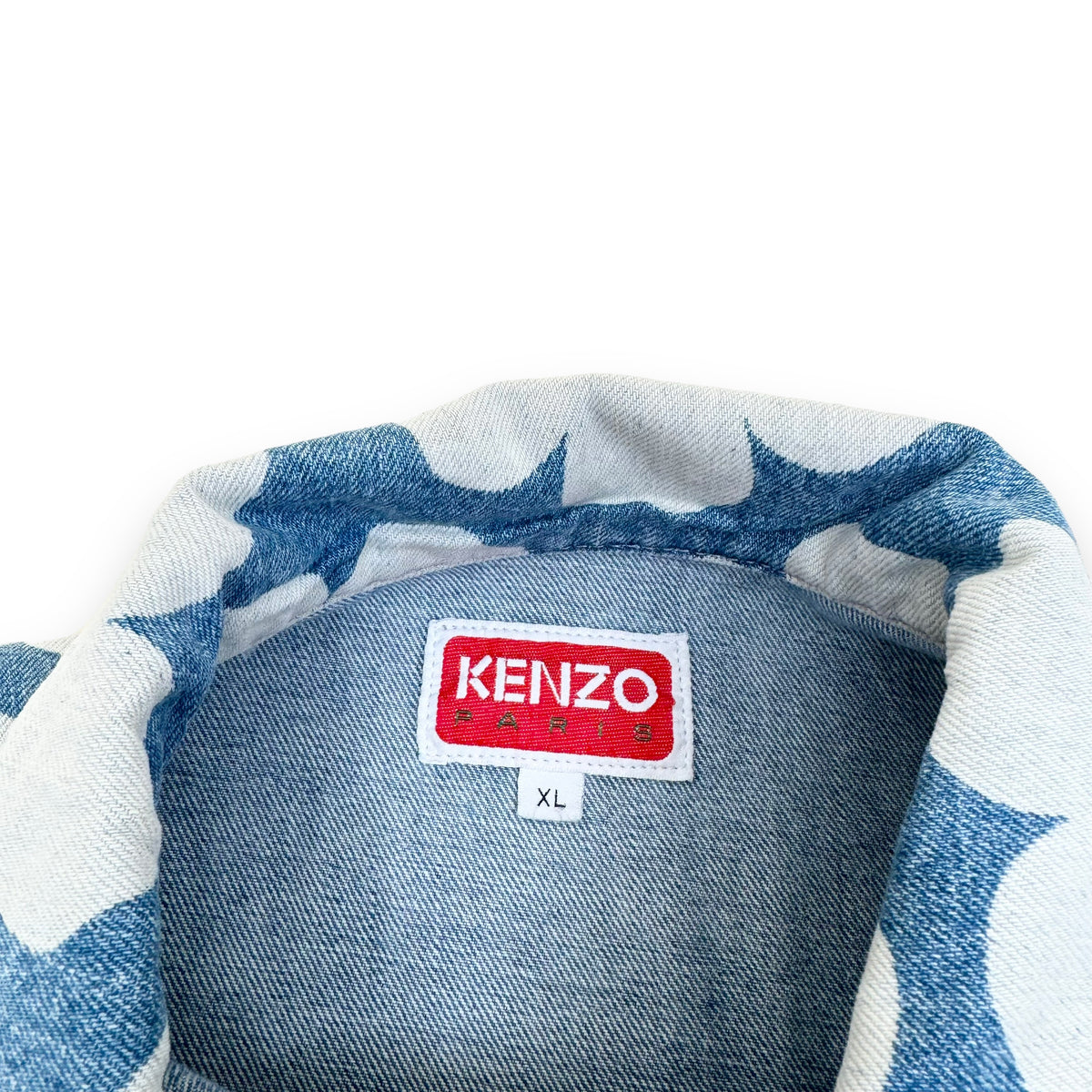 KENZO PARIS FLORAL-PRINT DENIM JACKET BLUE XL