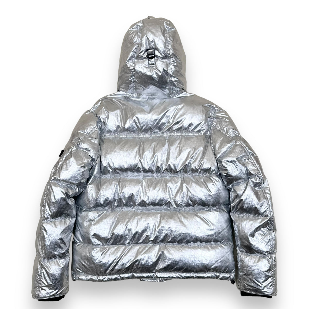KENZO PARIS HOODED PUFFER JACKET METALLIC SILVER M