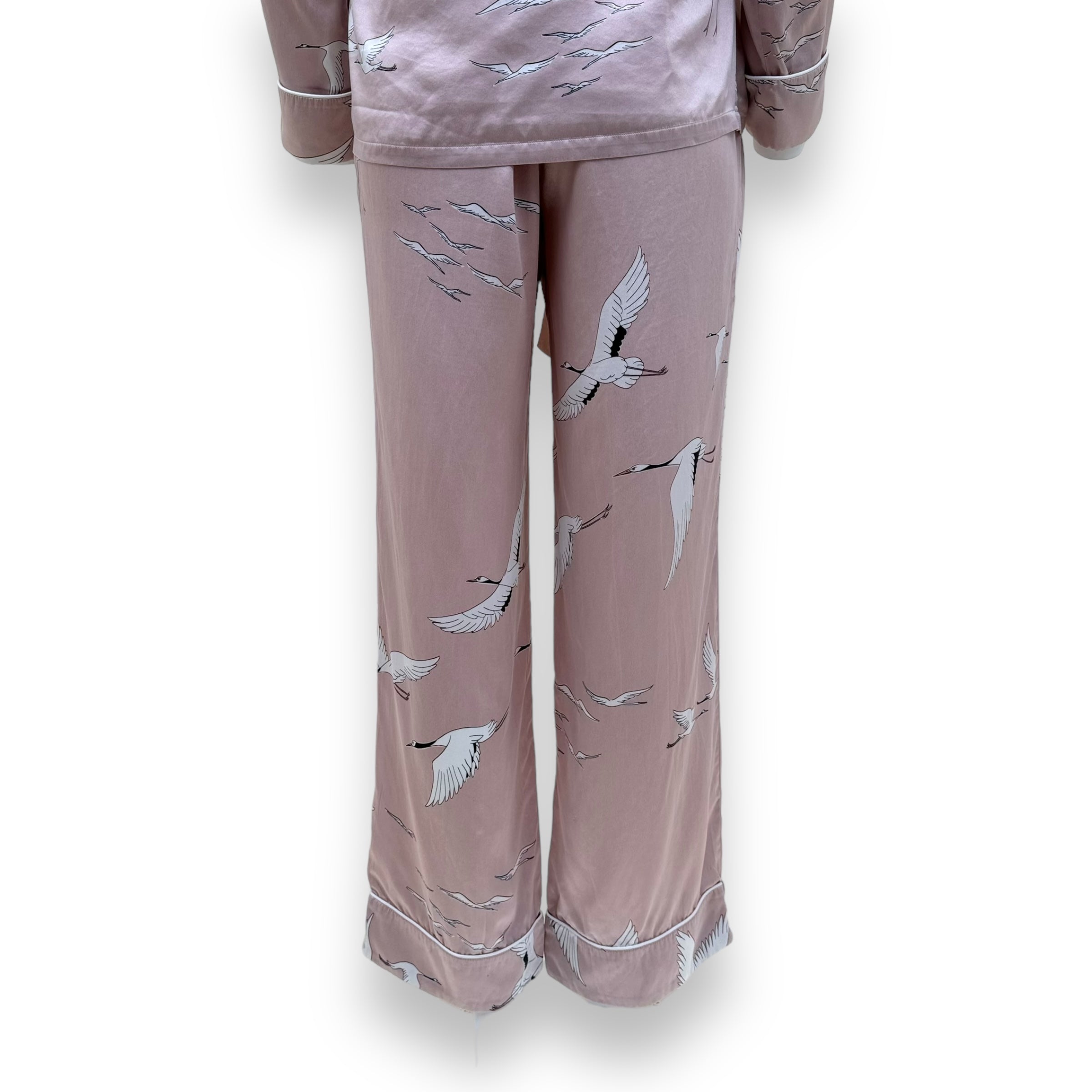 OLIVIA VON HALLE LILA PRINTED SILK-SATIN PYJAMA SET PINK S