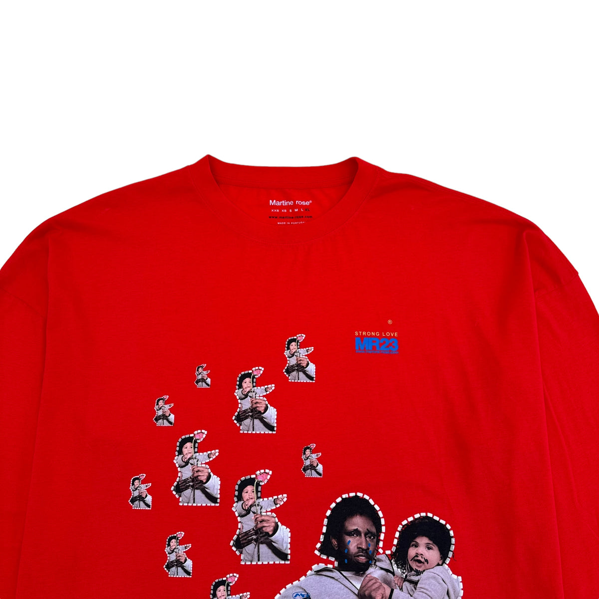 MARTINE ROSE OVERSIZED LONG SLEEVE T-SHIRT RED XL
