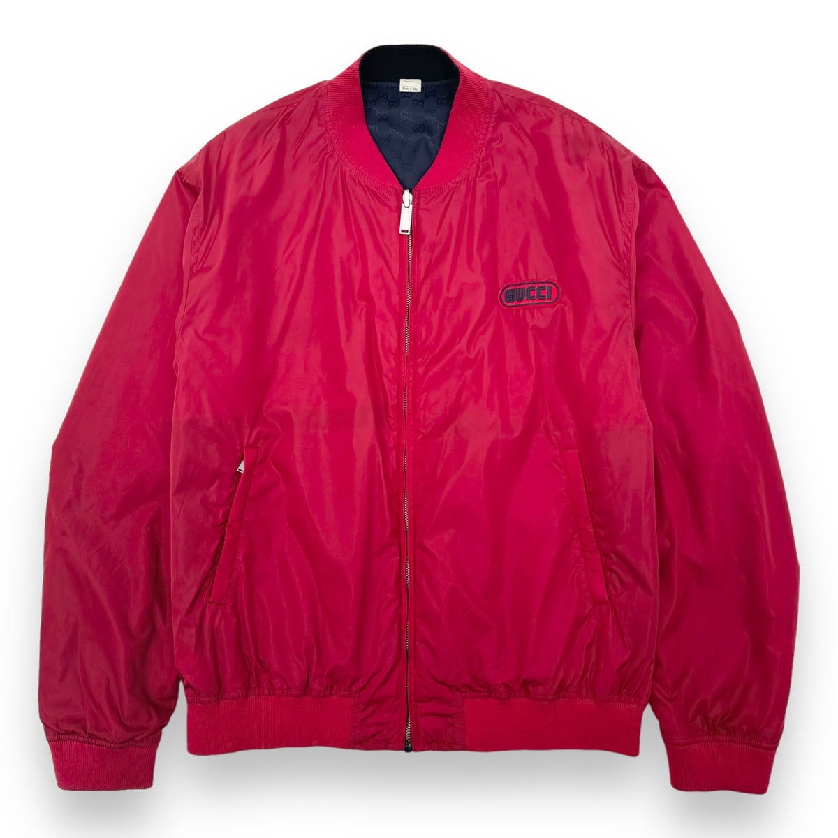GUCCI GG REVERSIBLE MONOGRAM NYLON BOMBER JACKET BLACK / RED XL