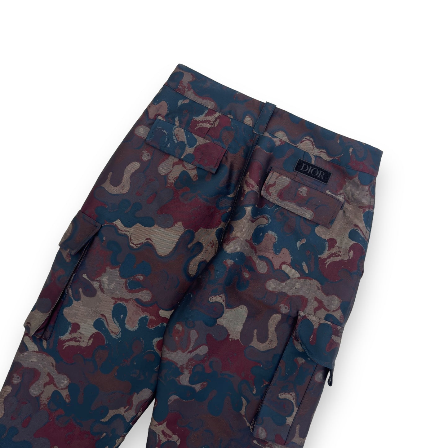 DIOR X PETER DOIG SS21 JACQUARD CAMOUFLAGE CARGO TROUSERS M