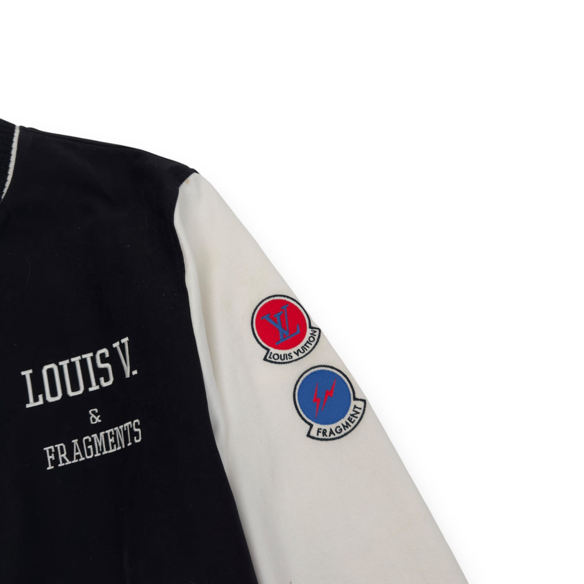 LOUIS VUITTON X FRAGMENT SS17 LV VARSITY JACKET BLACK / WHITE L