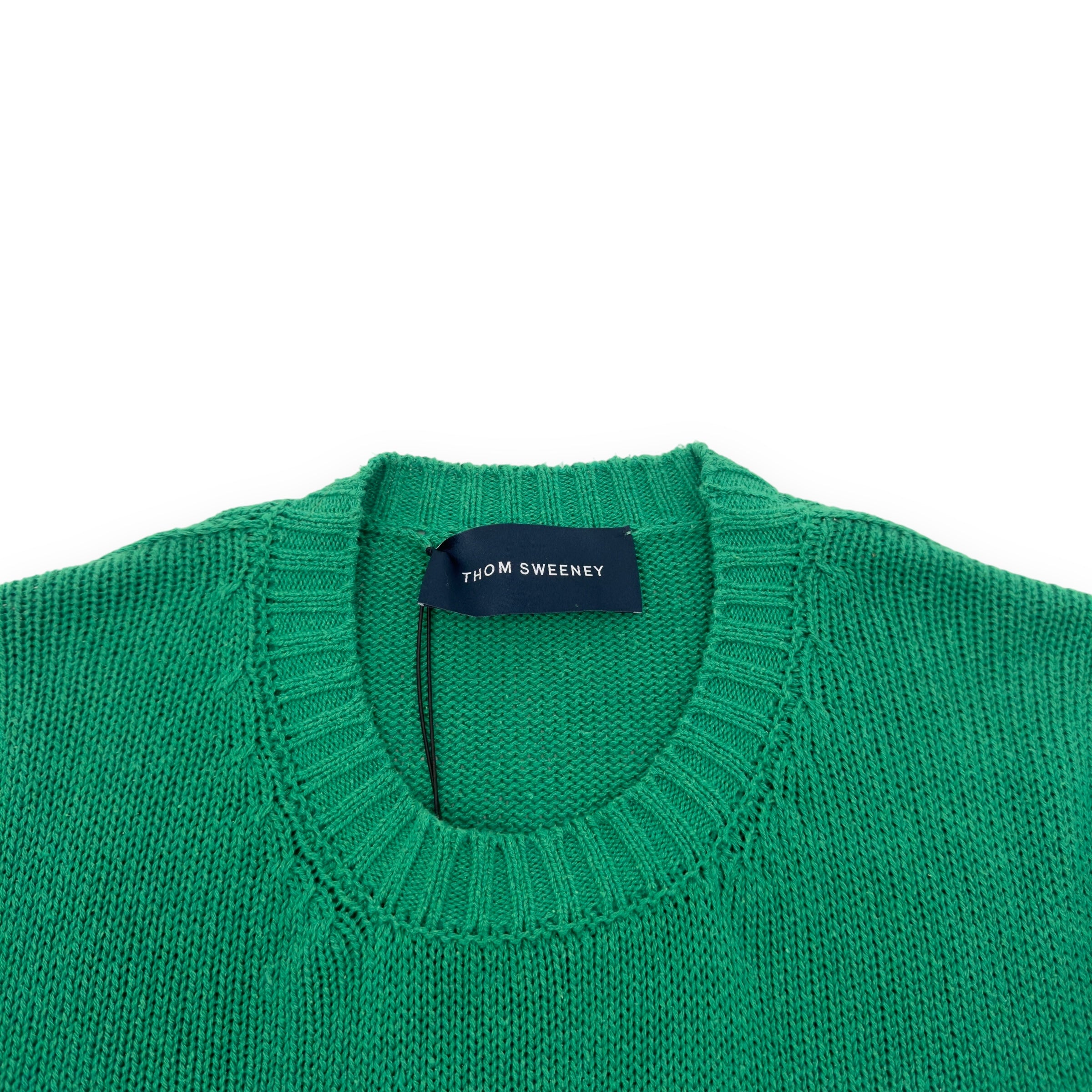 THOM SWEENEY SS24 WIDE GAUGE CREW NECK BOURETTE SILK SWEATER GREEN L