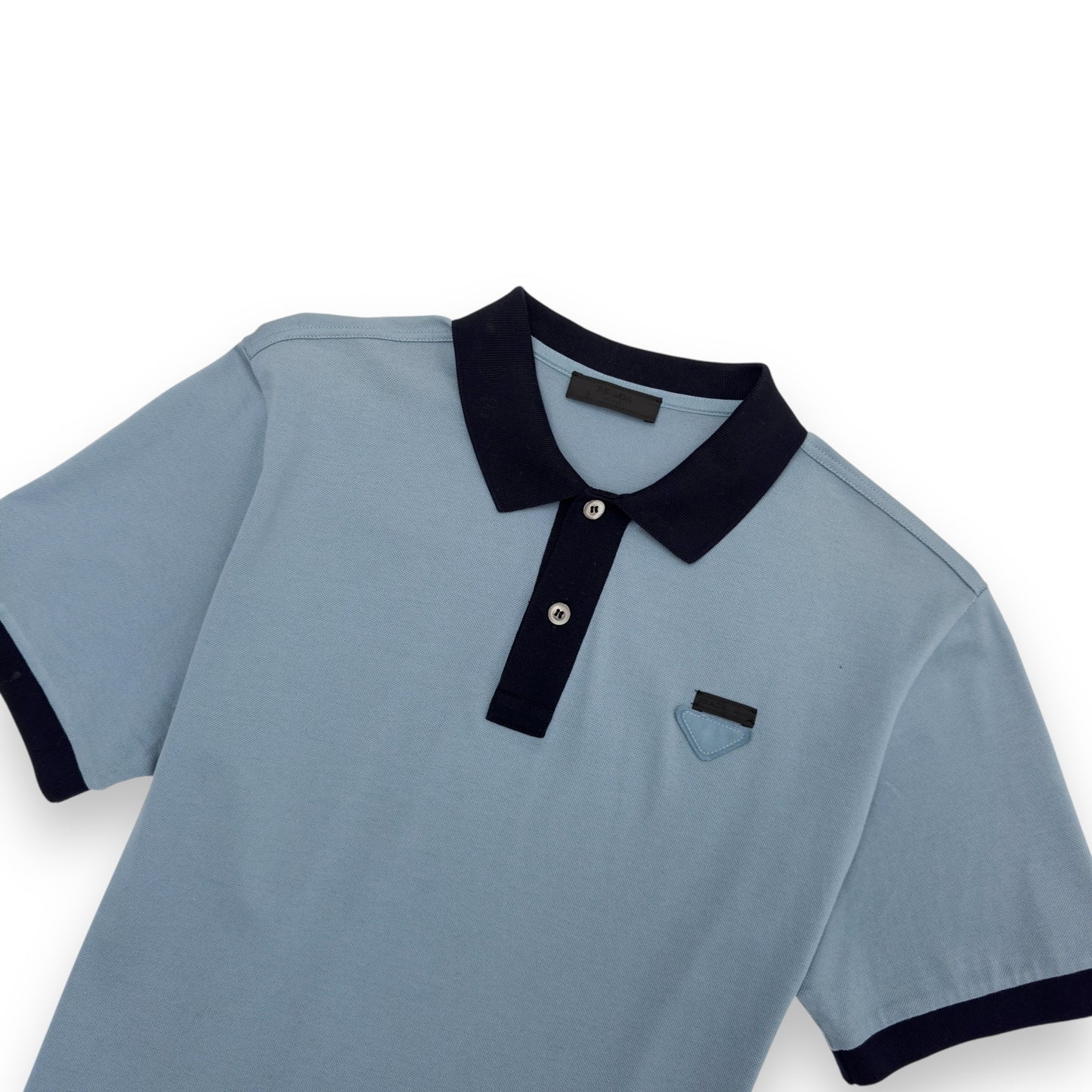 PRADA CHEST LOGO POLO SHIRT BLUE / BLACK M