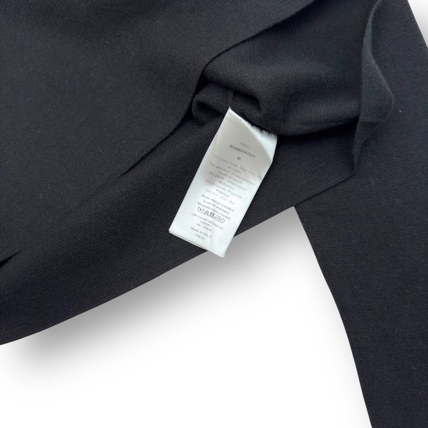 DIOR LOGO PATCH CREWNECK WOOL SWEATER BLACK M