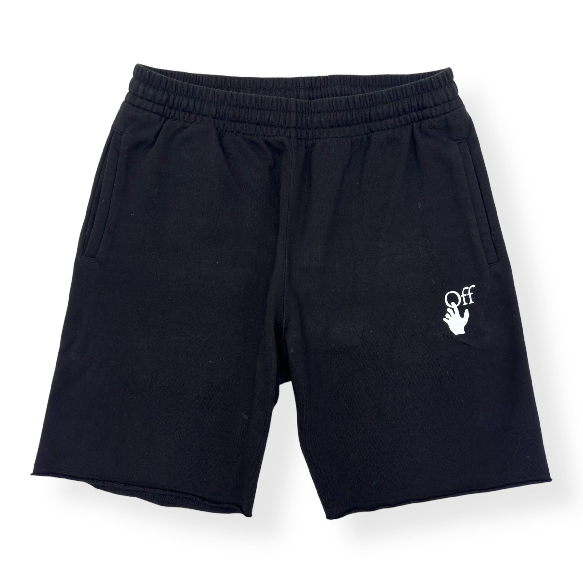 OFF-WHITE MARKER DIAGONAL SWEAT SHORTS BLACK / FUCHSIA L