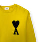 AMI PARIS CREWNECK SWEATER YELLOW / BLACK L