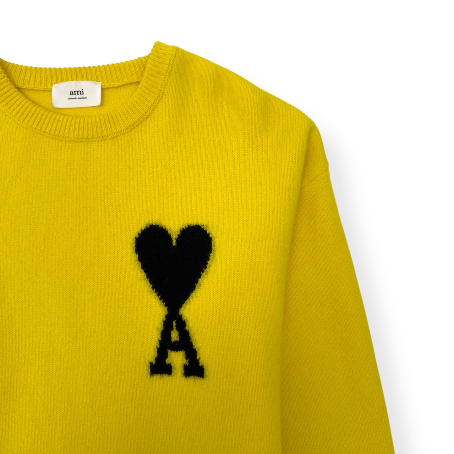 AMI PARIS CREWNECK SWEATER YELLOW / BLACK L
