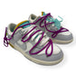 NIKE X OFF-WHITE WOMENS DUNK LOW SNEAKER LOT 45 / 50 GREY / PURPLE UK5
