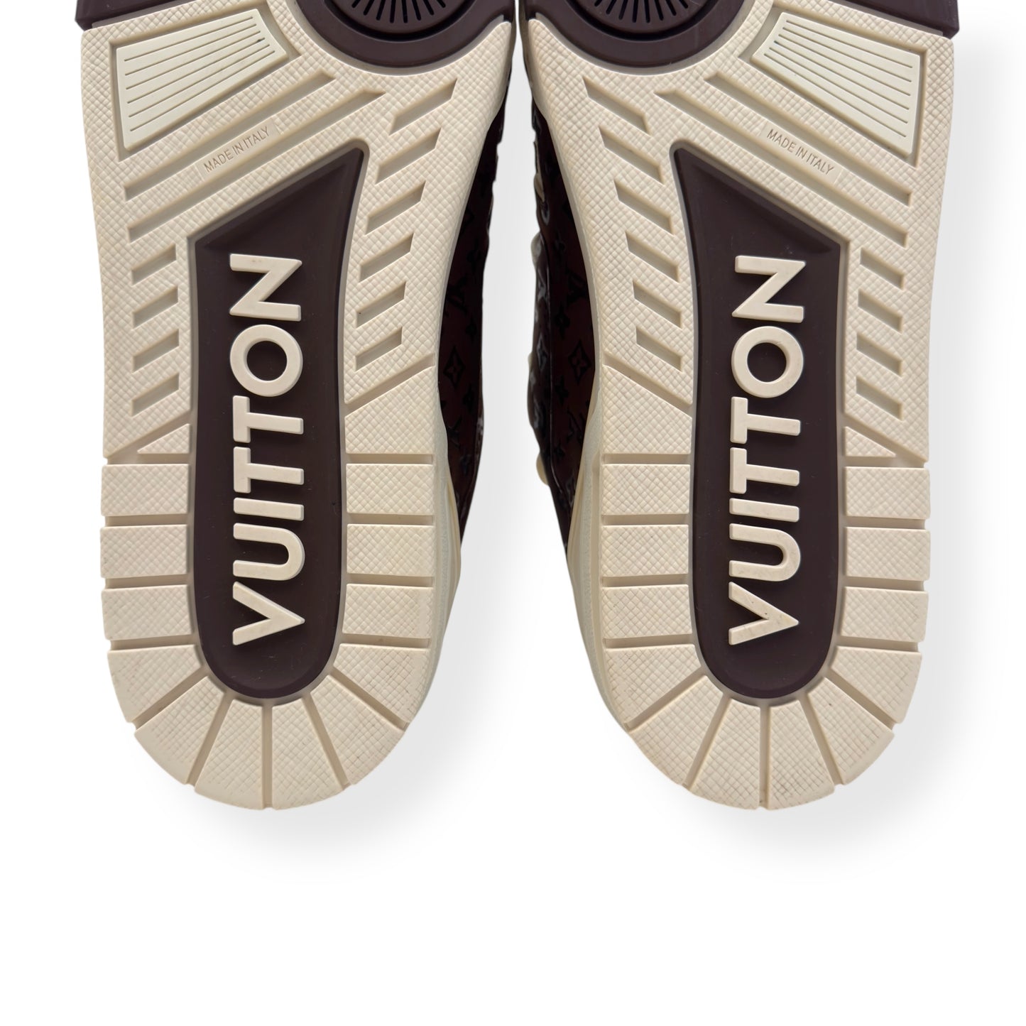 LOUIS VUITTON X TYLER THE CREATOR LV TRAINER MOCHA BROWN / BEIGE UK10