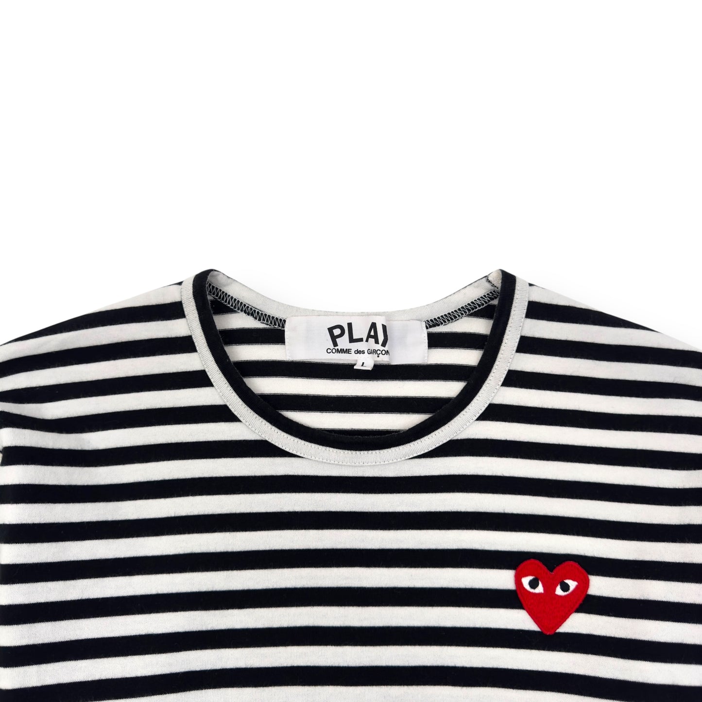 CDG PLAY LONG SLEEVE T-SHIRT BLACK / WHITE L