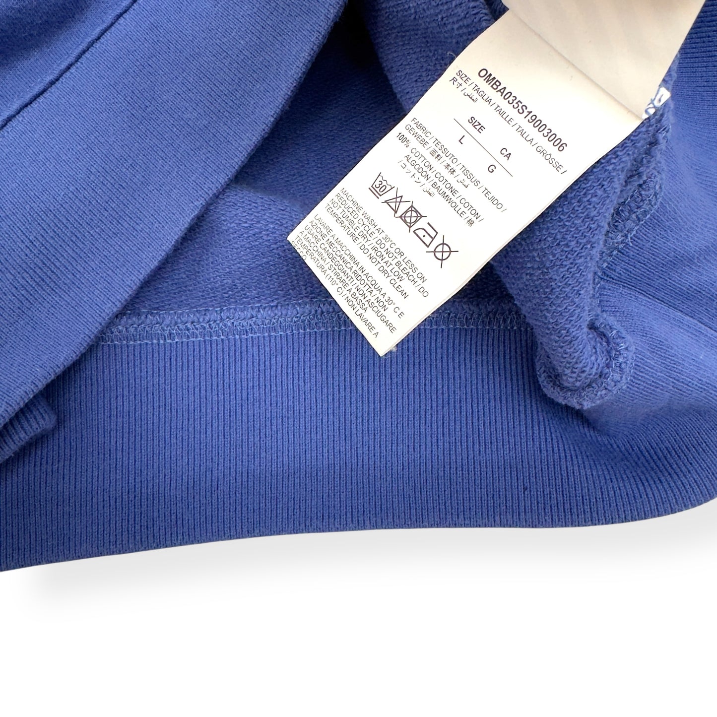 OFF WHITE DIAGONAL SPLIT LOGO SWEATSHIRT BLUE / YELLOW L