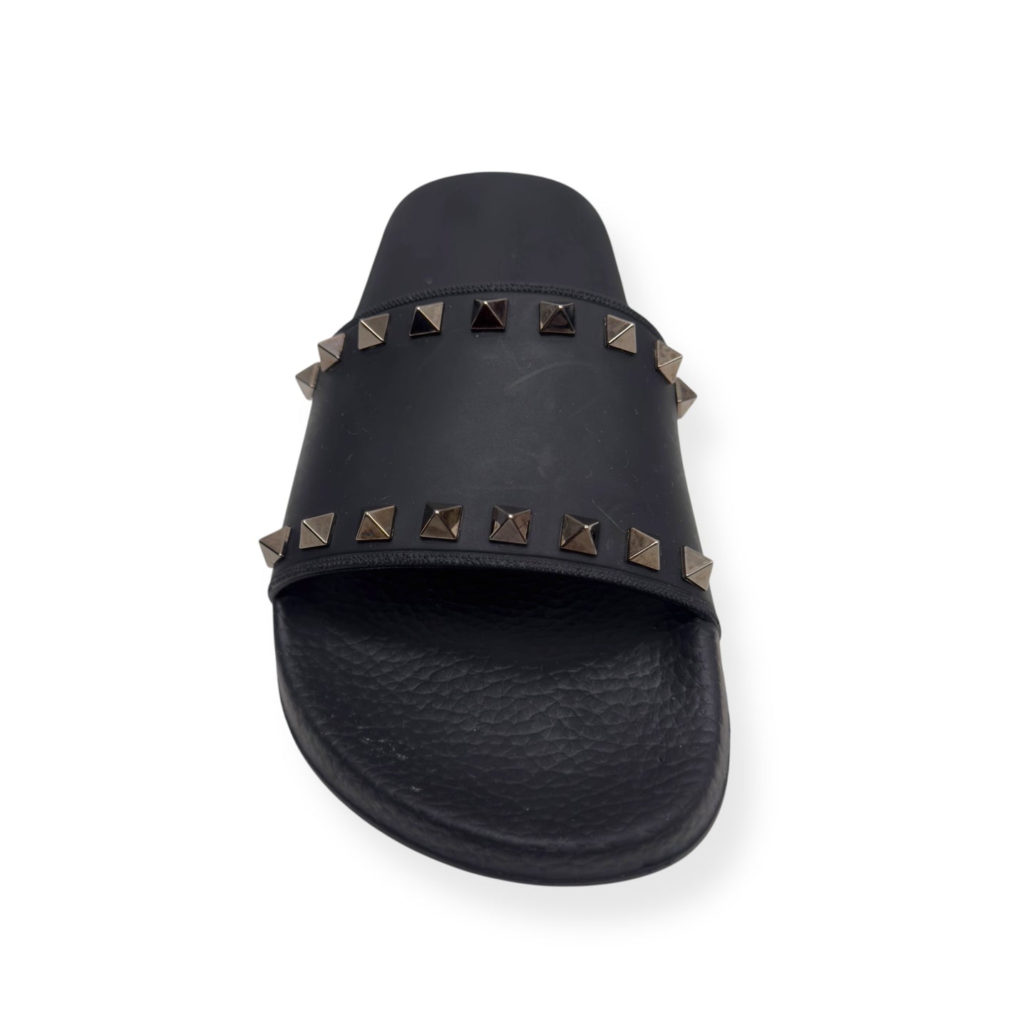 VALENTINO GARAVANI ROCKSTUD RUBBER SLIDES BLACK / SILVER 38 / UK5