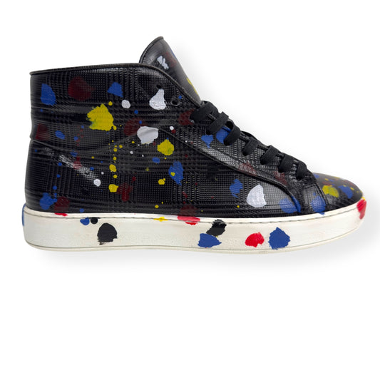 DIOR HOMME HIGH-TOP B06 PAINT SPLATTER SNEAKER BLACK UK8