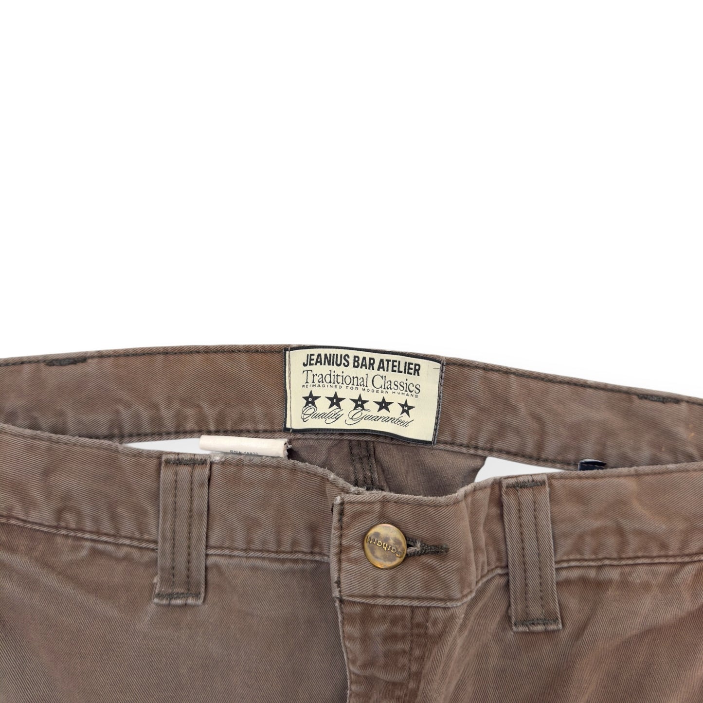 JEANIUS BAR ATELIER CUSTOM CARPENTER DENIM JEANS BROWN W36”