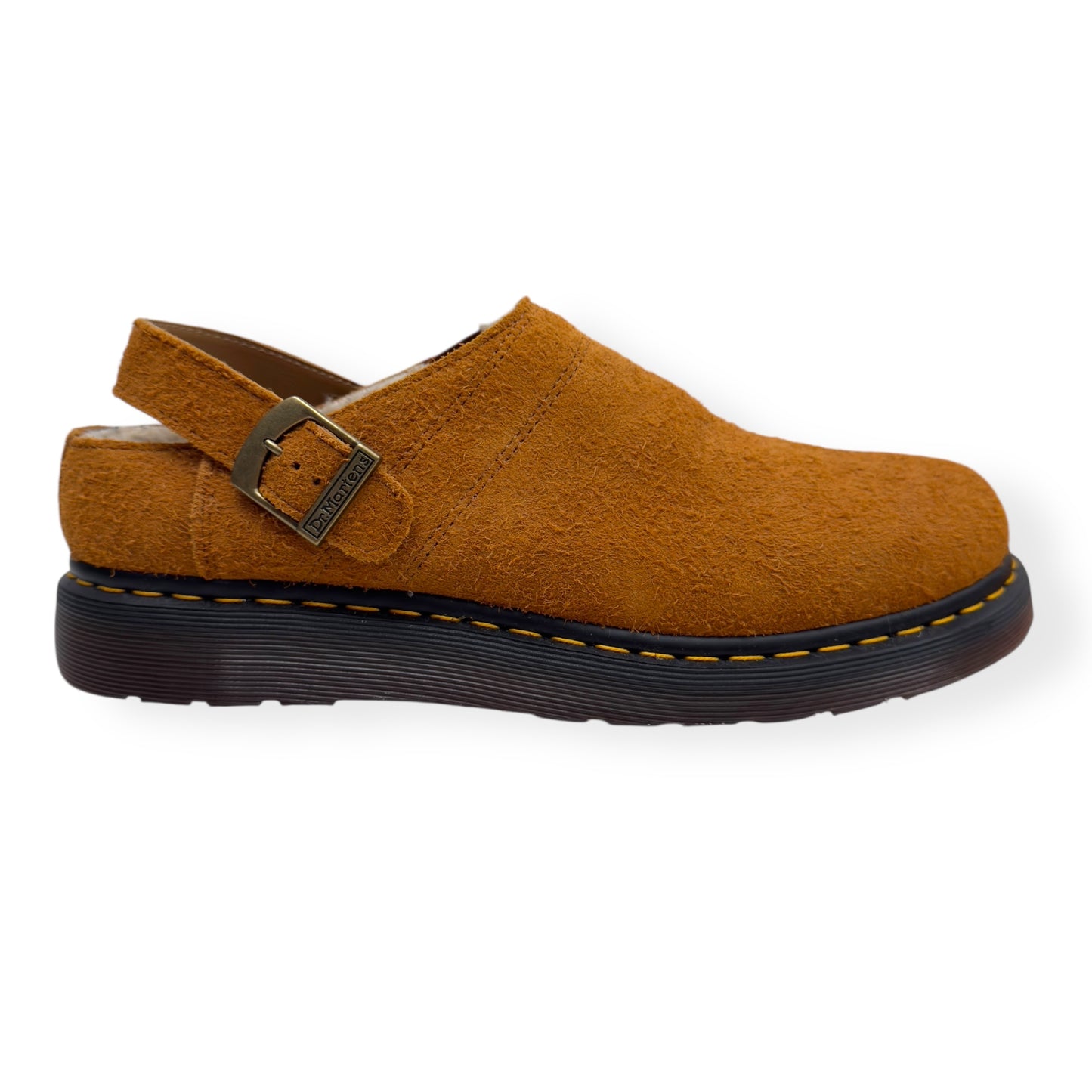 DR. MARTENS ISHAM FAUX SHEARLING LINED SUEDE MULES PECAN BROWN UK11