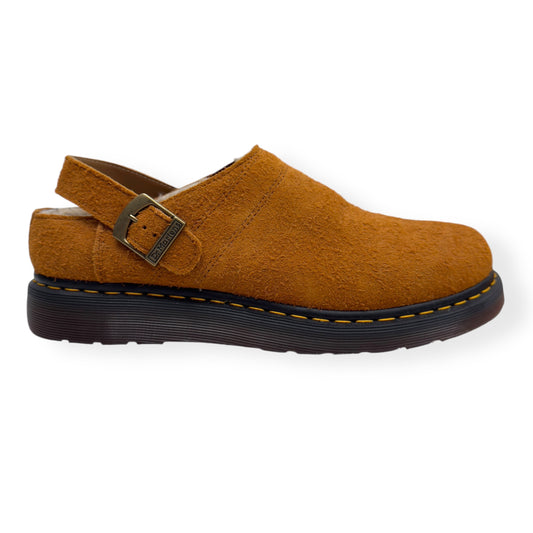 DR. MARTENS ISHAM FAUX SHEARLING LINED SUEDE MULES PECAN BROWN UK11