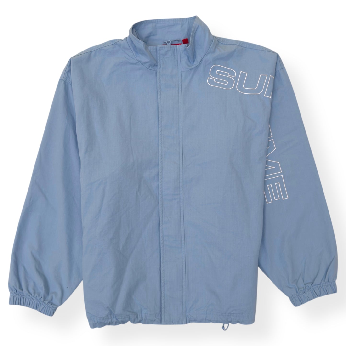 SUPREME SPELLOUT EMBROIDERED RIPSTOP TRACK JACKET BABY BLUE XL